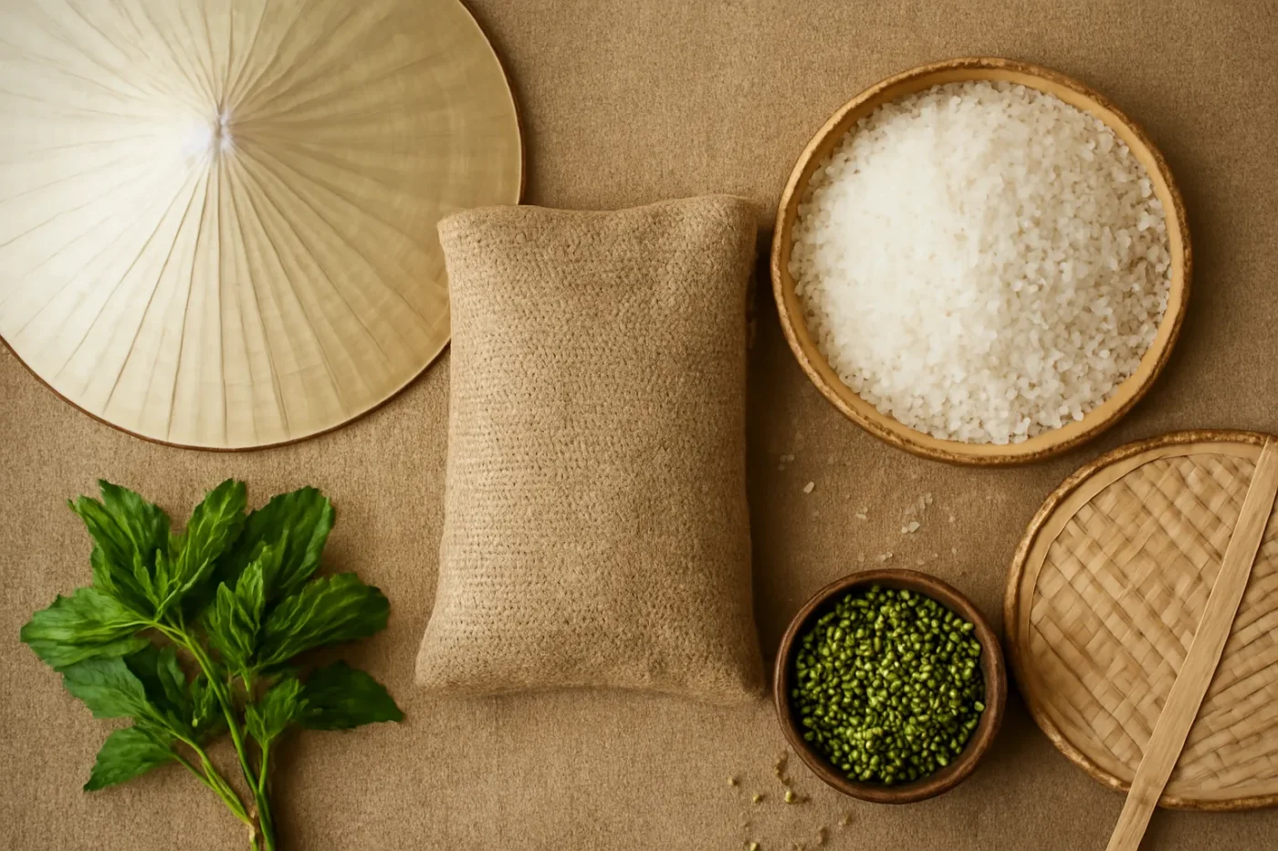 Sản phẩm đặt trên nền nguyên liệu tự nhiên